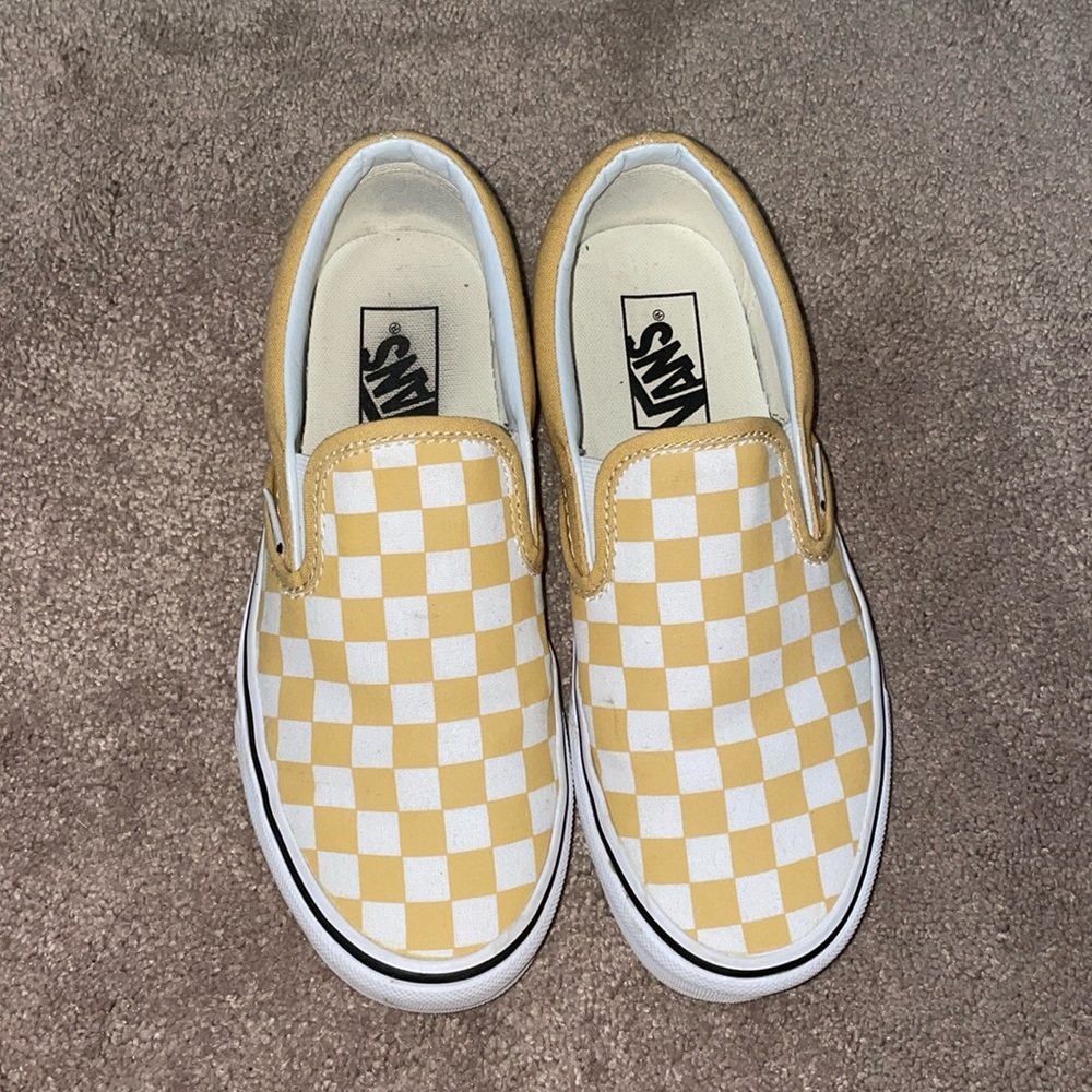 Vans Slip-On Checkerboard Skate Shoe - Yellow / White